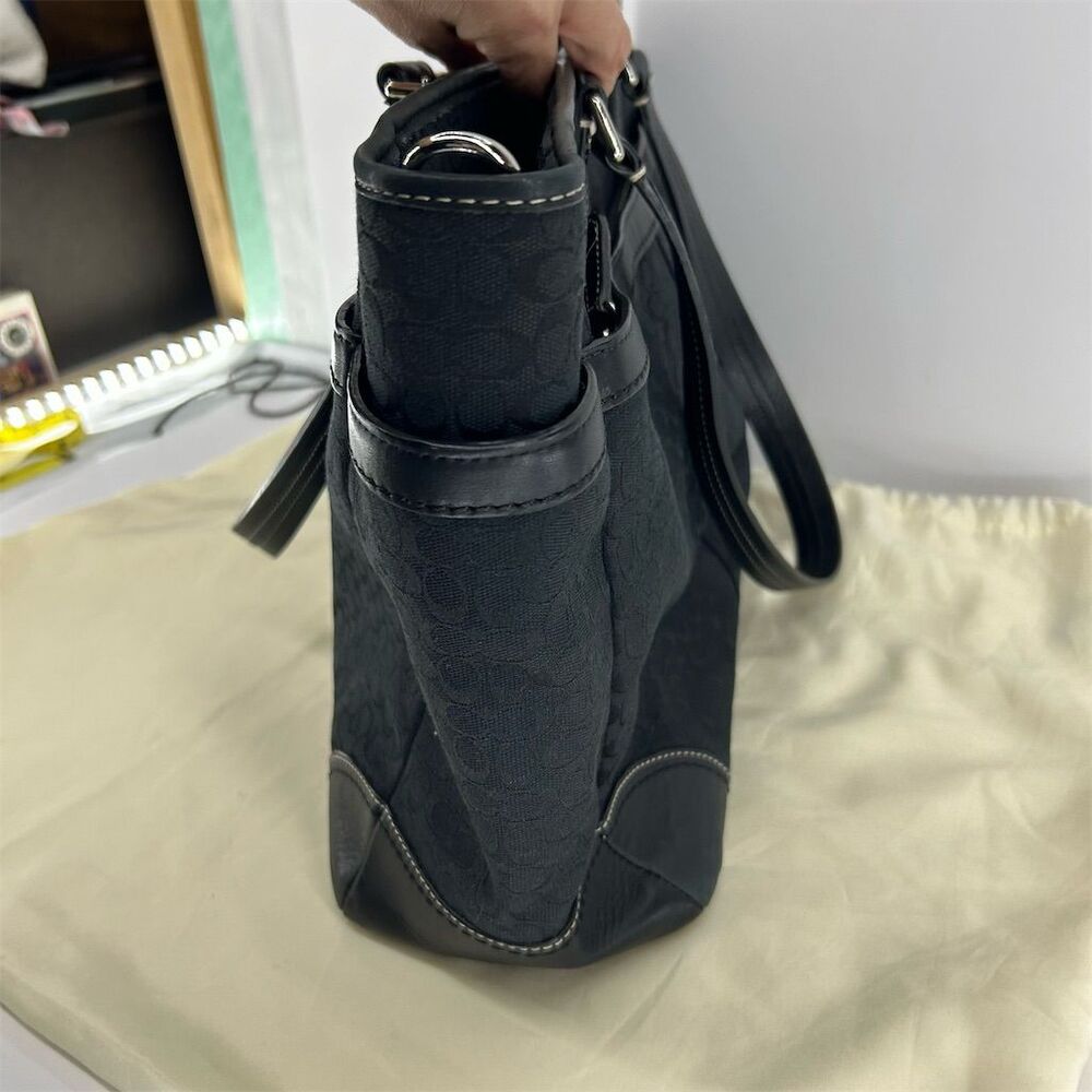 Coach Women's Black Canvas & Leather Tote Bag with Dust Bag EUC - Picture 14 of 16